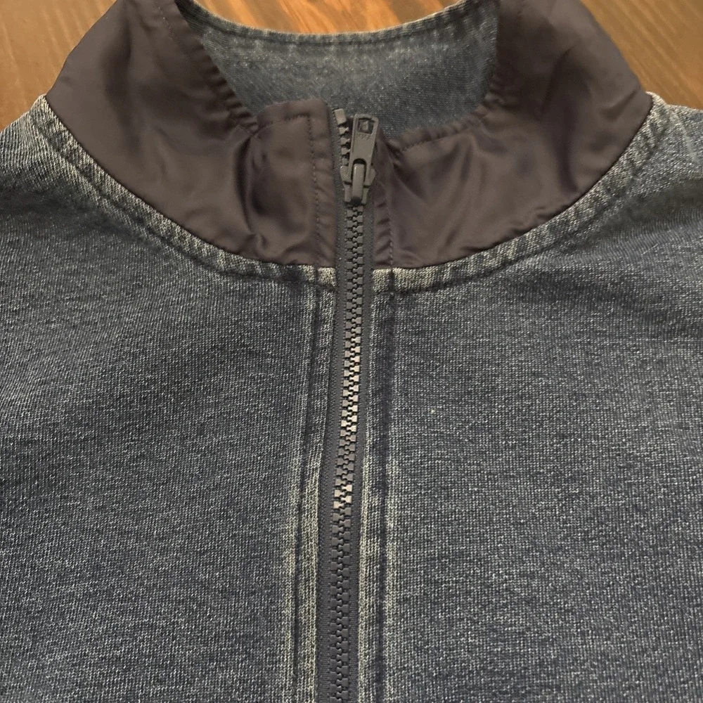 Orvis 1/4 Zip Elbow Patch Blue Cotton Soft Pull-Over Size Large Grandpa Core